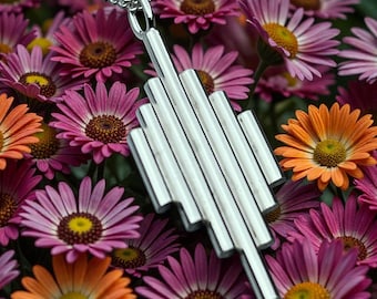 Sleek Sterling Silver Art Deco Pendant with Curb Chain - Gift Box Included