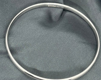 Oval Section Sterling Silver Bangle