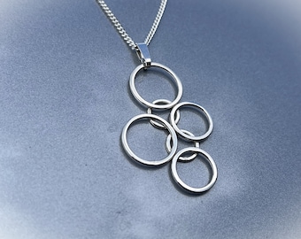 Sterling Silver Circles Pendant - Modern Geometric Necklace
