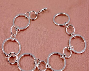 Sterling Silver Flat Circles Bracelet