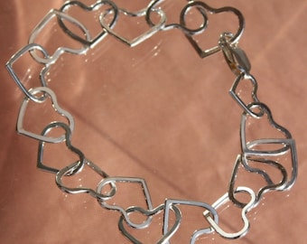 Linked Hearts Sterling Silver Bracelet