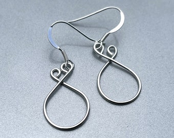 Sterling Silver Mother and Child Earrings - Handcrafted Wire Jewellery - High Shine Finish - Matching Pendant Available