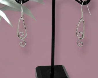 Elegant Sterling Silver Wire Earrings to Match Pendant - Set of Curls Earrings in 10 mm Wire