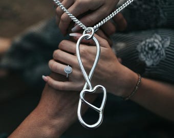 Sterling Silver Infinity Heart Pendant, Modern Wirework Necklace