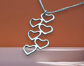 Modern Sterling Silver Stacking Heart Pendant - Handcrafted Statement Necklace with High Shine Finish
