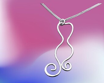Handmade Sterling Silver Skinny Cat Pendant - Whimsical Feline Jewellery
