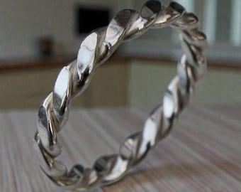 Heavy Handmade Sterling Silver Twisted Wire Ring Unique Statement Jewellery for Women