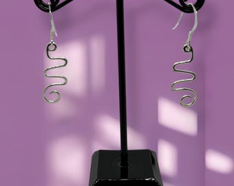 Handcrafted Sterling Silver Snake Earrings - Unique Statement Jewellery Made with 1.2mm Wire - Elegant Serpent Design - 35mm Length - Artisa