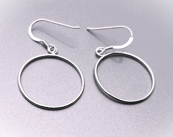 Handcrafted Sterling Silver Hoop Earrings - High Shine Finish, Variety of Sizes, Solid Silver Ear Wires