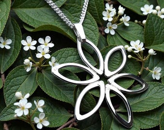 Sterling Silver Six-Petal Flower Pendant