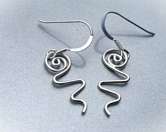 Handcrafted Sterling Silver Extended Tadpole Earrings - Classic Design - High Shine Finish - Matching Pendant - Solid Silver Ear Wires