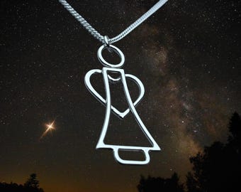 Elegant Angel Pendant with Heart Wings - Sterling Silver Love & Protection Jewelry