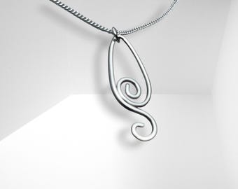 Exquisite Sterling Silver Handcrafted Curls Pendant with Curb Chain