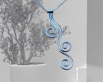 Elegant Sterling Silver Triple Curl Pendant - Handcrafted Nature-Inspired Jewellery for Women with Curb Chain - Gift Box Included
