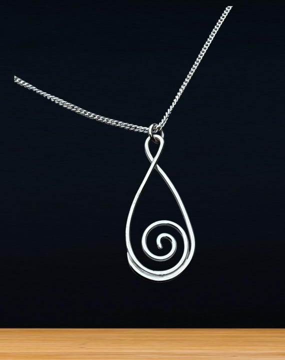 Handmade Sterling Silver Open Swirl Pendant Necklace  display picture 3