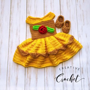 Beauty and the Beast Inspired Belle Dress | Infant Costume | Baby Shower Gift | Baby Girl Photoshoot | Newborn Photography | Photo Prop image 2