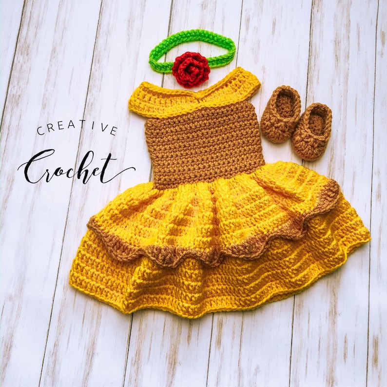 Beauty and the Beast Inspired Belle Dress | Infant Costume | Baby Shower Gift | Baby Girl Photoshoot | Newborn Photography | Photo Prop image 1