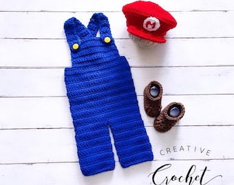 Baby Mario | Super Mario Bros. |Baby Boy Costume | Halloween Costume | Photo Prop | Baby Shower Gift |