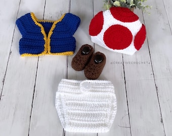 Baby Toad Mario Bros Inspired Baby Costume / Baby Shower Gift / Birthday Gift