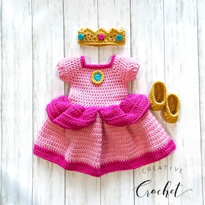 Princess Peach Inspired Dress | Baby Girl Costume | Baby Shower Gift | Halloween Costume | Princess Dress  | Photo Props
