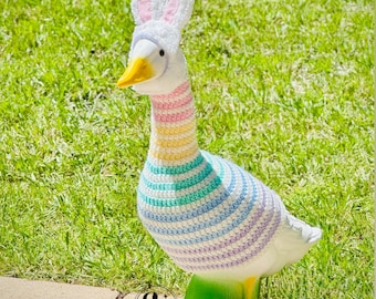 Porch Goose Easter Spring Costume Sweater Outfit w/ Bunny Ear Hat - 23” Standard Size Goose