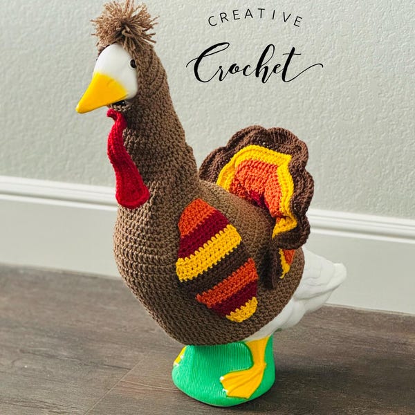 Thanksgiving Turkey Goose Outfit – Fall Porch Goose Clothing – Autumn Decor Costume for Porch Goose Statue