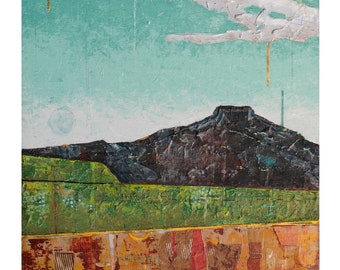 Pedernal Sky ART PRINT | New Mexico | Pedernal | Okeefe | Landscape | Mixed Media