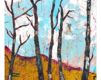 Beautiful Tragedy 16x16 giclée CANVAS ART PRINT | Forest | Smoky Mountains | Landscape | Mixed Media