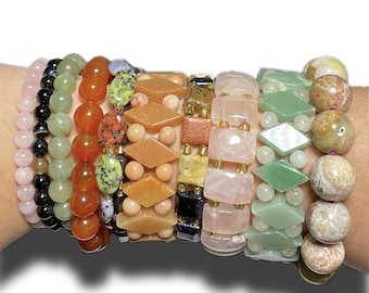 Gemstone Bracelets | HUGE Variety Crystal Bracelets| Premium Grade Stretchy Bracelets | Mystery Bundles | Reiki Crystal Jewelry | You Pick!