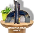 Natural/Dyed Agate Geode Bookends | Crystal Agate Bookends | Brazilian Agate Bookends Pair | Crystal Bookends for Small-Large Books