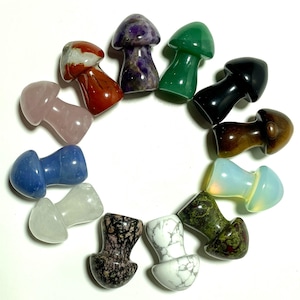 1.5&quot; Natural Crystal Mushrooms, Mixed Crystal Mushrooms, Mini Mushroom, Mushroom Crystal Carvings