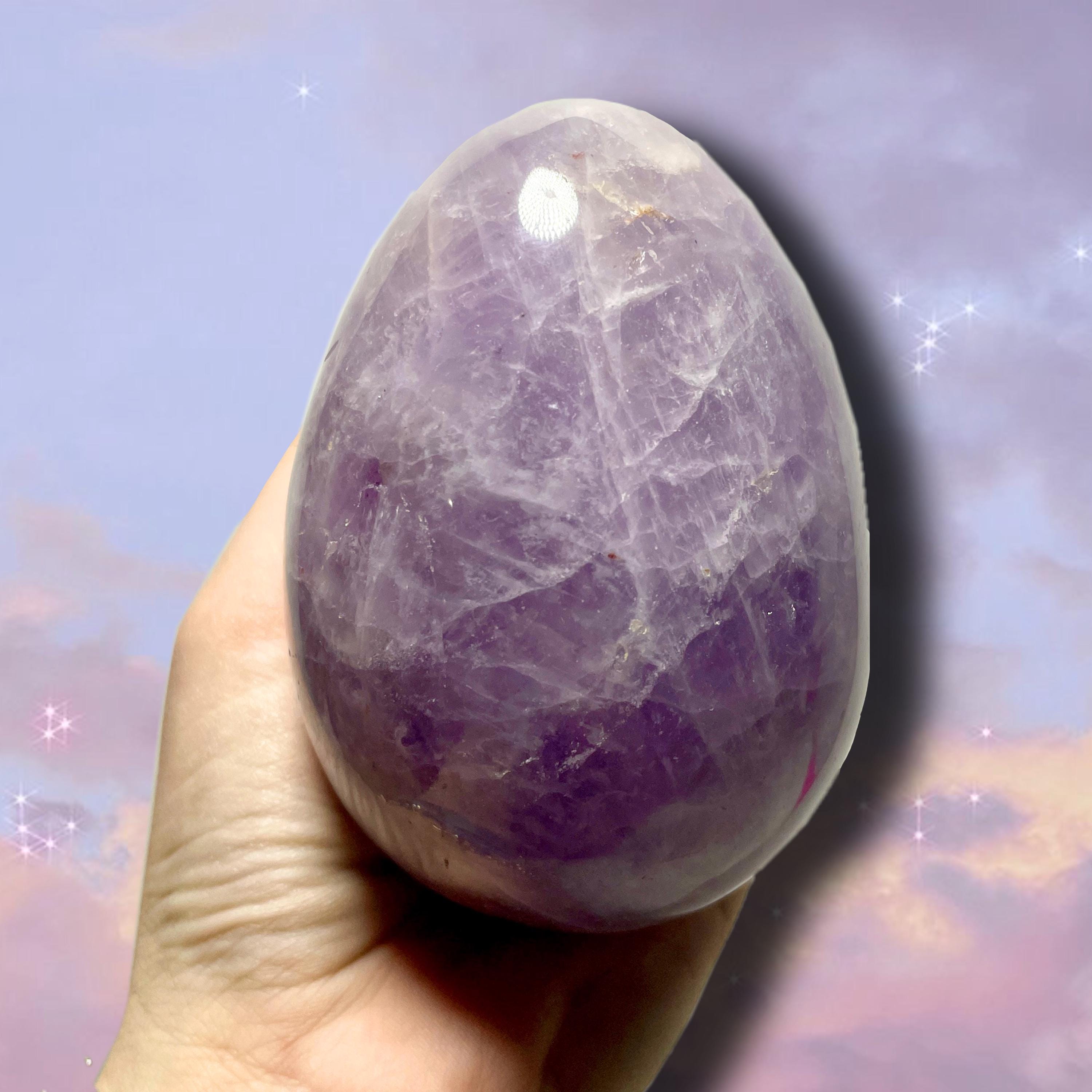 B-Grade Amethyst Crystal Egg with Acrylic Stand: Reiki Healing Stone
