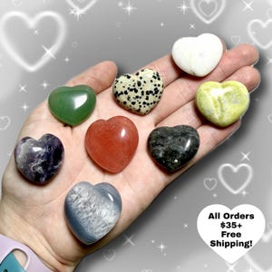 Crystal Gemstone Hearts | 1" Crystal Carvings | Amethyst, Lapis, Labradorite, Carnelian, Rose Quartz, Red Jasper | You Pick Stone!