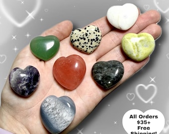 Crystal Gemstone Hearts | 1" Crystal Carvings | Amethyst, Lapis, Labradorite, Carnelian, Rose Quartz, Red Jasper | You Pick Stone!