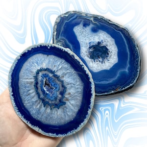 4–5" Blue Dyed Agate Slice | Polished Crystal with Stand | You Pick
