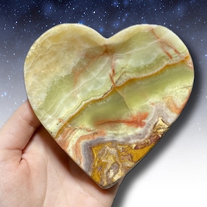 Green Onyx 4&quot; Heart Dish | Crystal Trinket Bowl |  Lovely Heart Dish | Hand Carved Onyx | Jewelry Dish | Green Onyx Room Decor | You Pick!