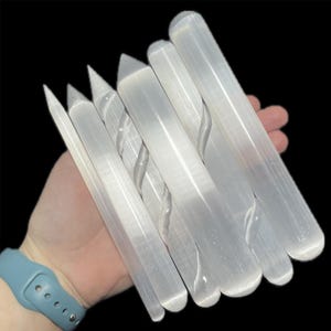 Selenite Crystal Wand and Pencils | Energy Charging & Cleansing Wands | Purification Tool | Reiki Crystal Wands | You Pick Size and Shape!