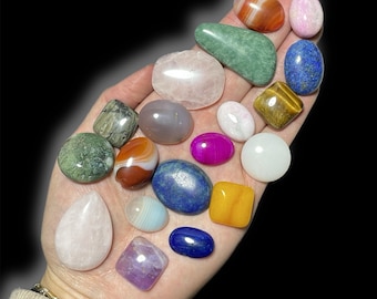 Gemstone Cabochons Bundles | Bulk Cabochons for Jewelry Making | Flat Back Cabochons | Cabochons Confetti | Mixed Gemstones | You Pick Stone