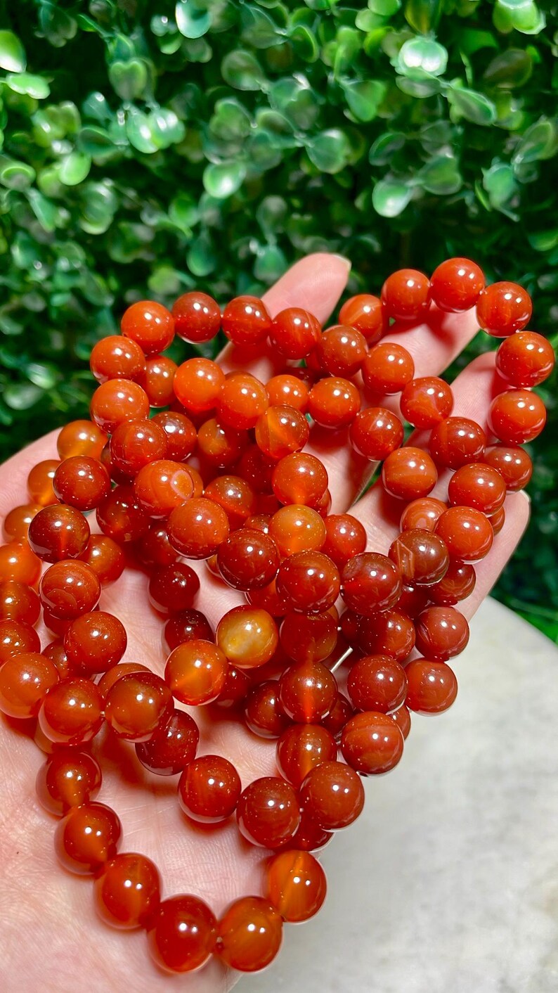 Natural Carnelian Bracelets, Orange Carnelian Bracelet, 10mm Carnelian
