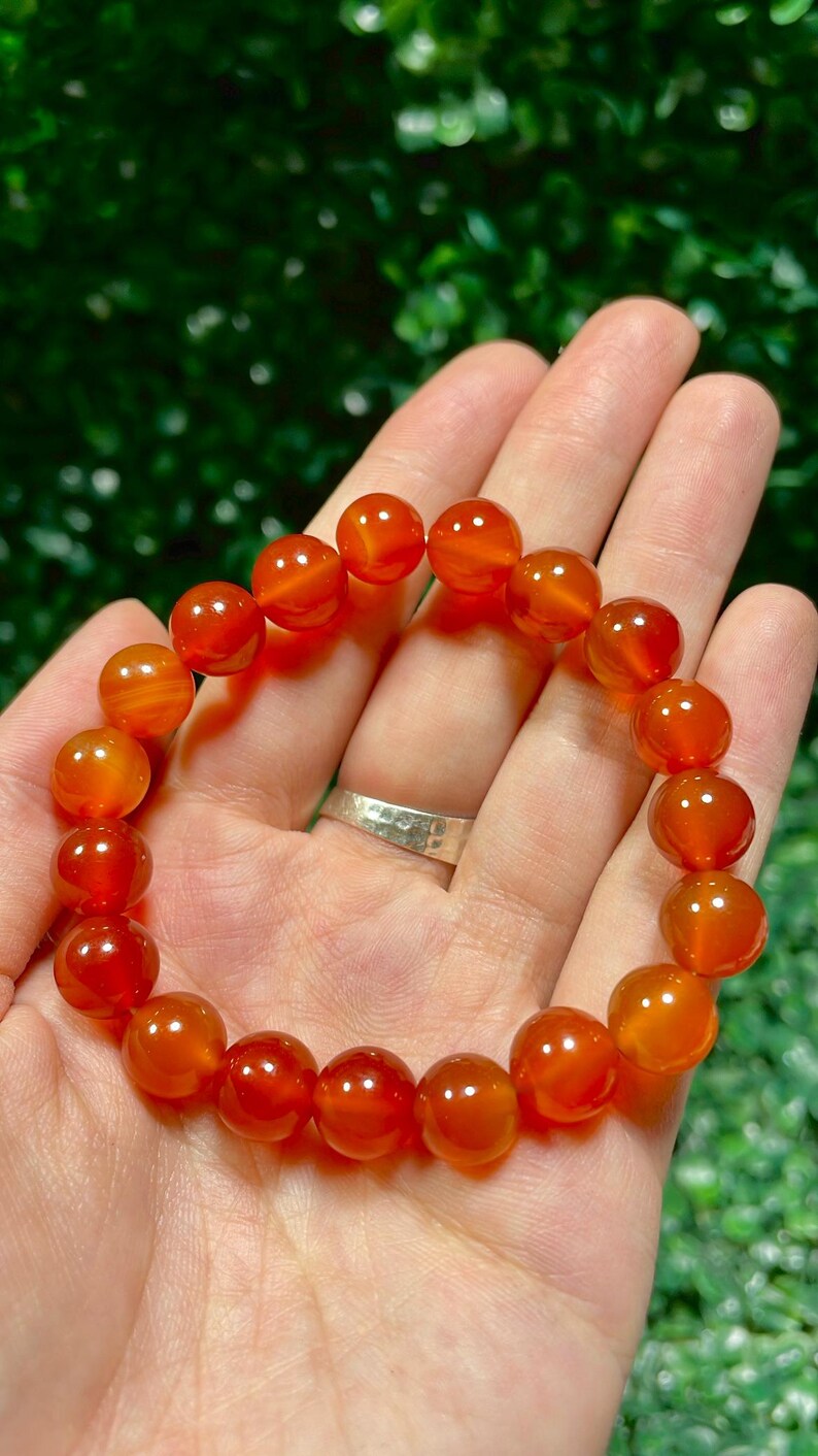 Natural Carnelian Bracelets, Orange Carnelian Bracelet, 10mm Carnelian