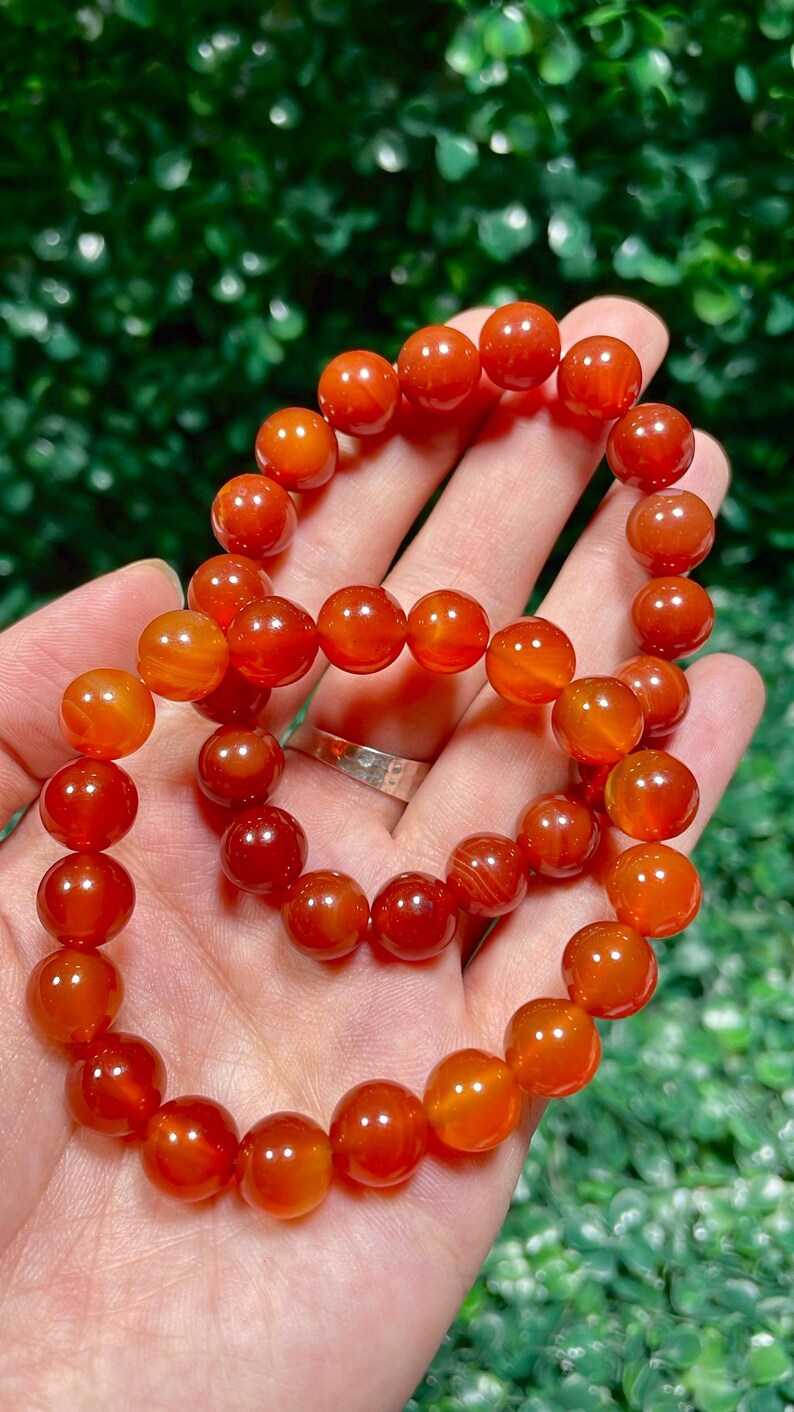 Natural Carnelian Bracelets, Orange Carnelian Bracelet, 10mm Carnelian