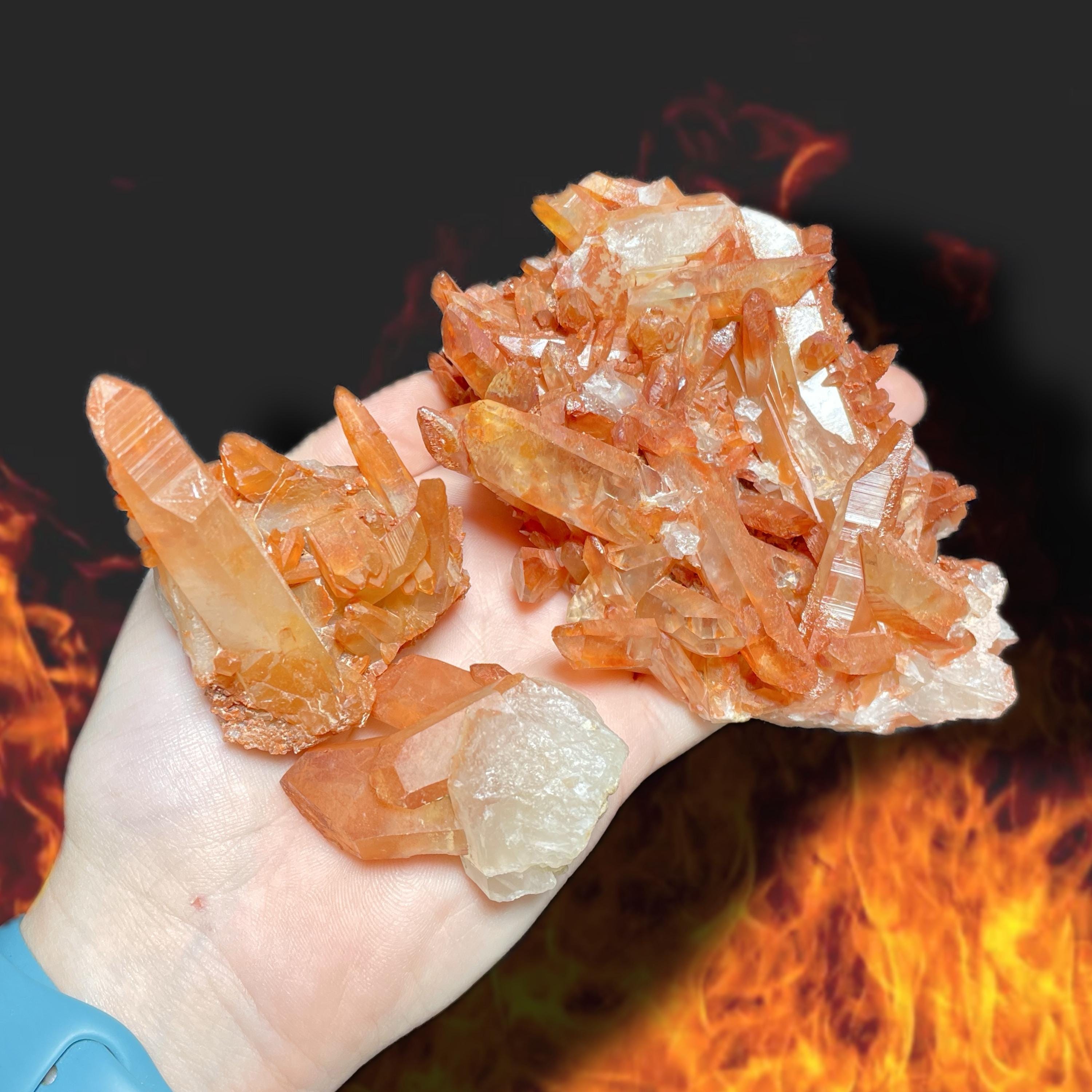 画材 Iron Quartz Genuine Top Beautiful 3.80 Inch Natural Red Iron-Oxide Coated Quartz