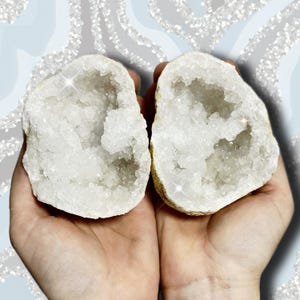 Calcite Quartz Geode Pairs | 2&quot;–5&quot; Broken Geodes | YOU PICK | Natural Crystal Geodes | Calcite Quartz Halves | Healing Display Crystals