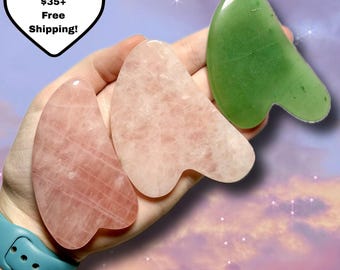 Crystal Gua Shas | Green Aventurine | Rose Quartz | Crystal Face Massage Skincare Tool | You Pick!