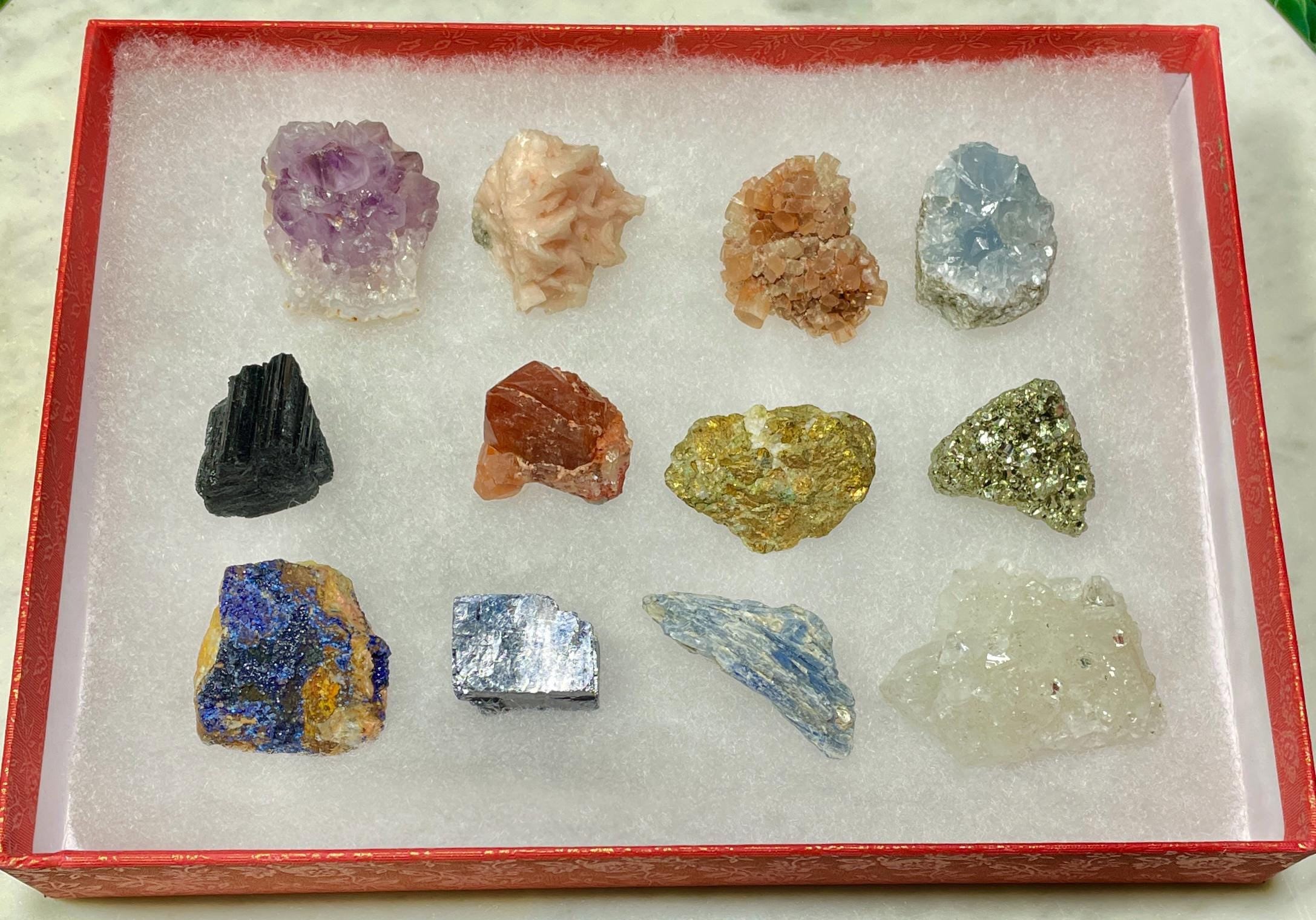 Beginner Crystal Kit | 12 Mixed Minerals and Specimens 1"in (12 - 60 pcs) | Assorted Raw Crystals & Minerals | Start Your Crystal Collection
