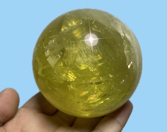Large Lemon Quartz Sphere | Polished Crystal Orb | Solar Plexus Chakra | Bright, Uplifting Energy for Clarity, Joy & Confidence | You Pick!