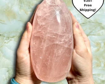 Natural Rose Quartz Freeforms | Polished Rose Quartz | Rose Quartz Free Forms | Pink Rose Quartz Crystal | Free Standing Carving | You Pick!