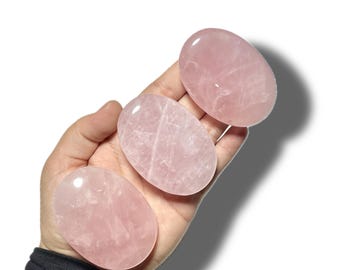 2.5&quot;-3&quot; Rose Quartz Palm stones, Natural Rose Quartz Palm stones, Large Palm stones, Beautiful Natural Rose Quartz