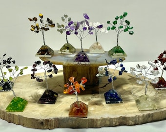 2.5'' Crystal Gemstone Mini Trees on Resin Base, Select from 12 Different Crystals, Gemstone Trees on Resin Base, GREAT GIFT !