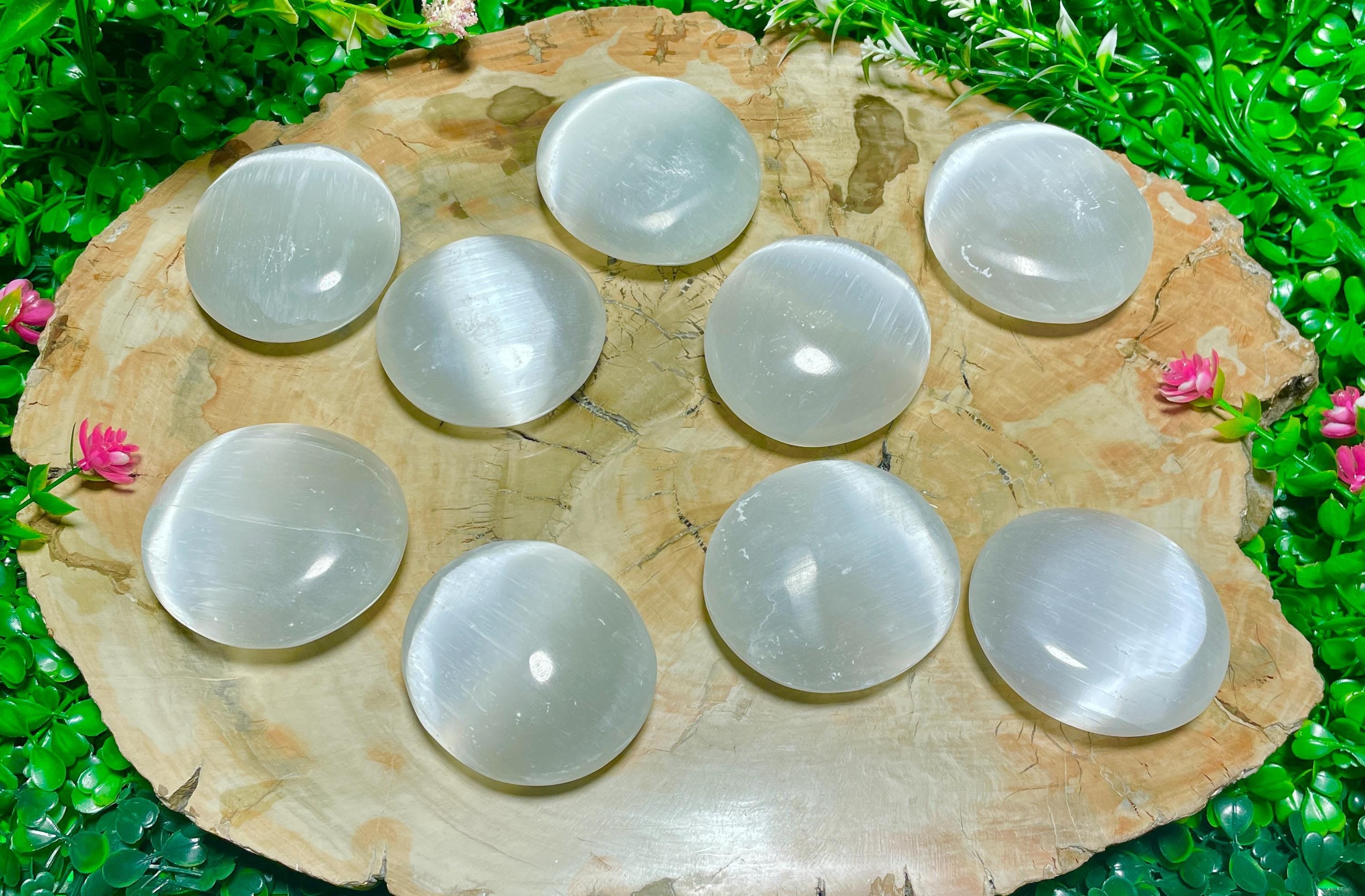 Wholesale Selenite Palm Stones | 10 Piece Lot | 2.75–3" Healing Crystals | Bulk Calming Stones for Reiki & Energy Work | Cleansing Selenite